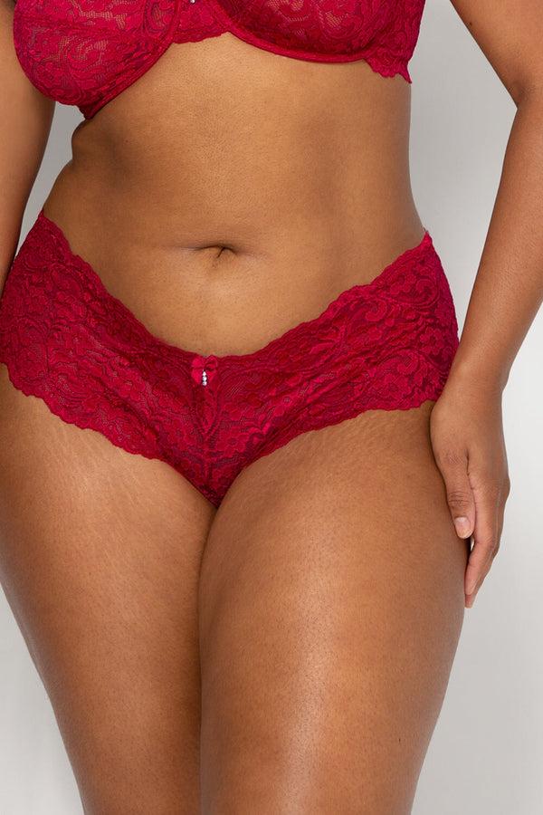 Smart & Sexy Signature Lace Cheeky Panty 2 Pack | No No Red/ Black Hue