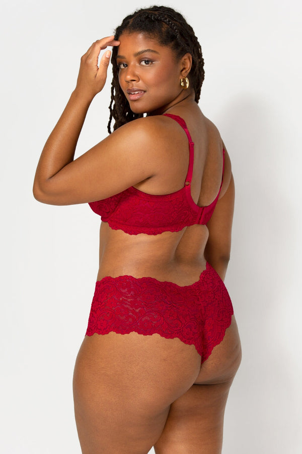 Smart & Sexy Signature Lace Cheeky Panty 2 Pack | No No Red/ Black Hue