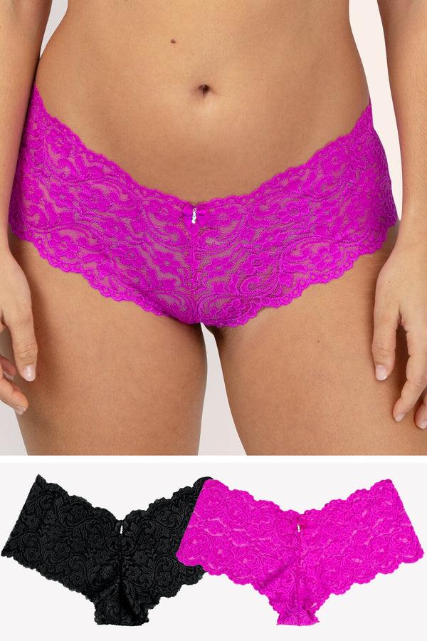 Smart & Sexy Signature Lace Cheeky Panty 2 Pack | Orchid/Black Hue