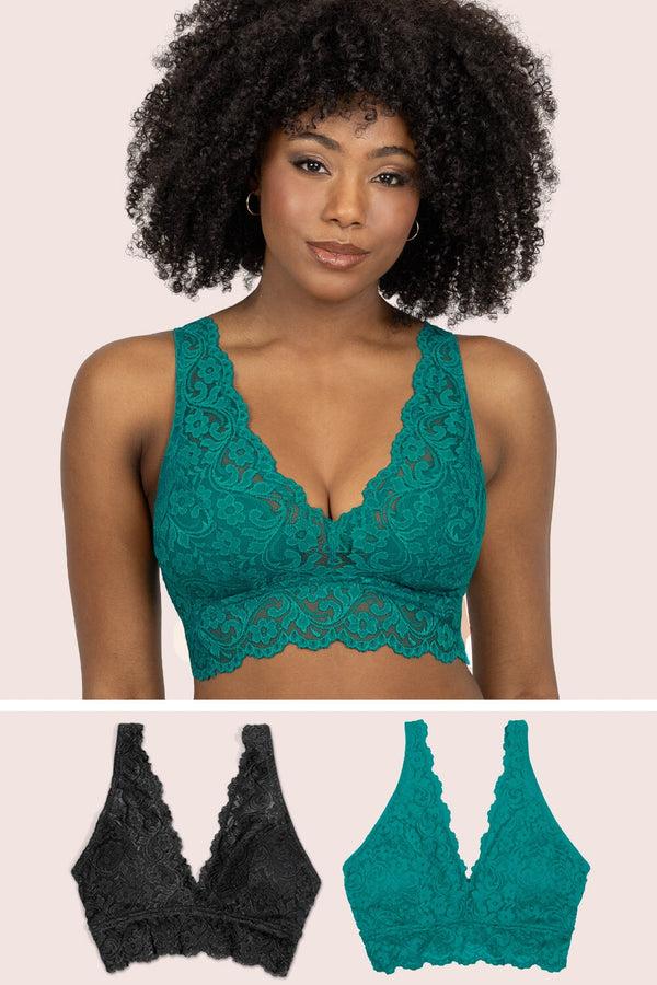 smart & sexy Signature Lace Deep V Bralette 2 Pack | Fanfare/Black Hue