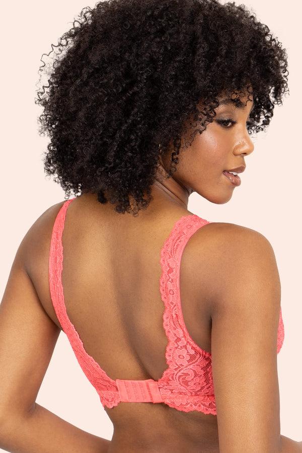 Smart & Sexy Signature Lace Deep V Bralette 2 Pack | Punchy Peach/Black Hue