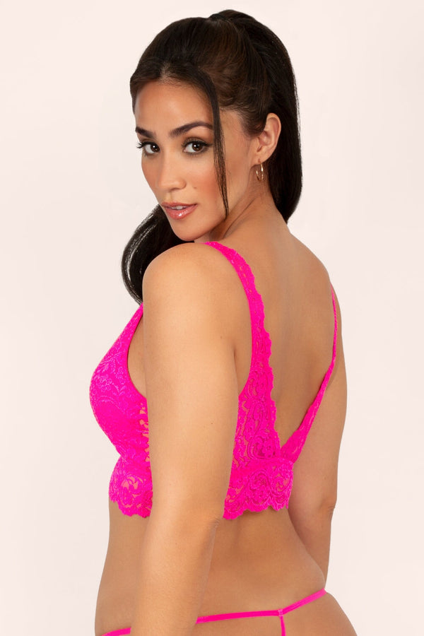 Smart & Sexy Signature Lace Deep V Bralette 3 Pack | M Pink/Black Hue/White