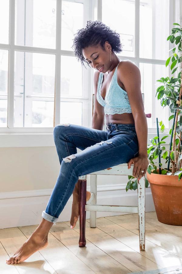 Smart & Sexy Signature Lace Deep V Bralette | Robins Egg