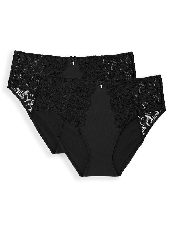 smart & sexy Signature Lace High Waisted Panty 2 Pack | Black Hue