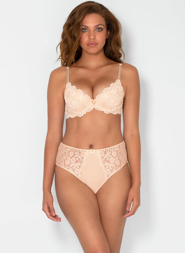 Smart & Sexy Signature Lace High Waisted Panty 2 Pack | In The Buff/Black Hue