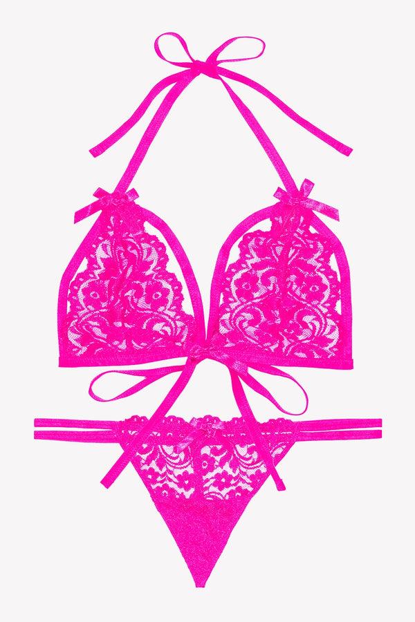 Smart & Sexy Signature Lace Matching Bra & Panty Set | M Pink