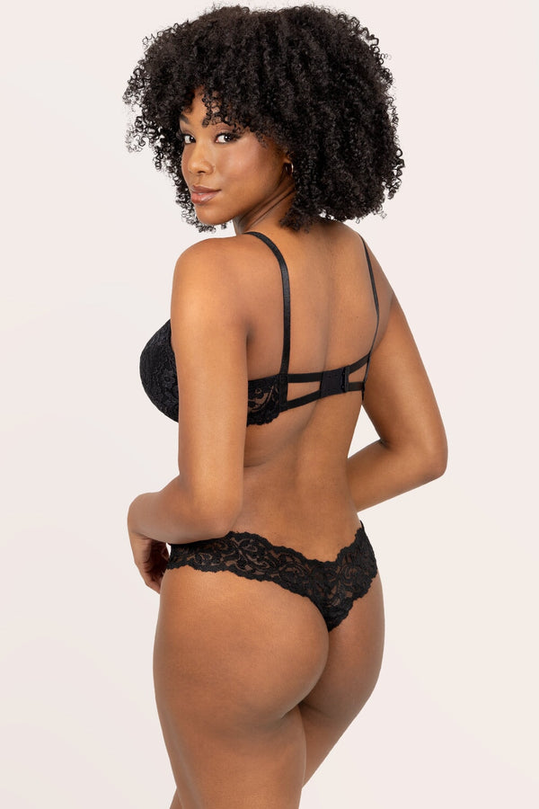 Smart & Sexy Signature Lace Thong Panty 2 Pack | Black Hue/ Black Hue