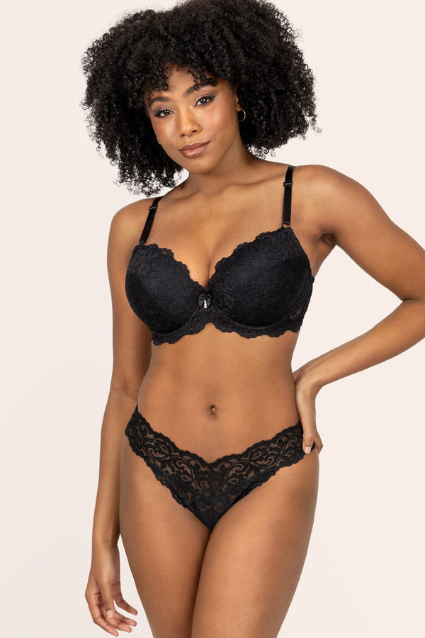 Smart & Sexy Signature Lace Thong Panty 2 Pack | Black Hue/ Black Hue