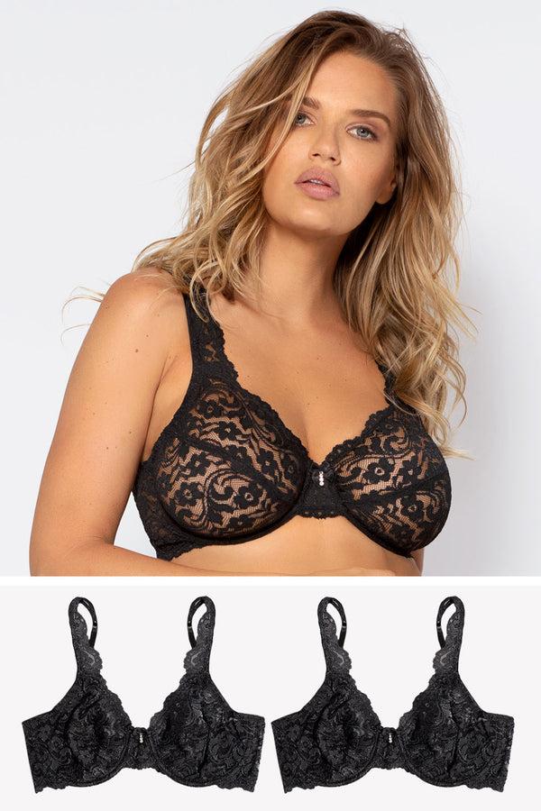 smart & sexy Signature Lace Unlined Underwire Bra 2 Pack | Black Hue
