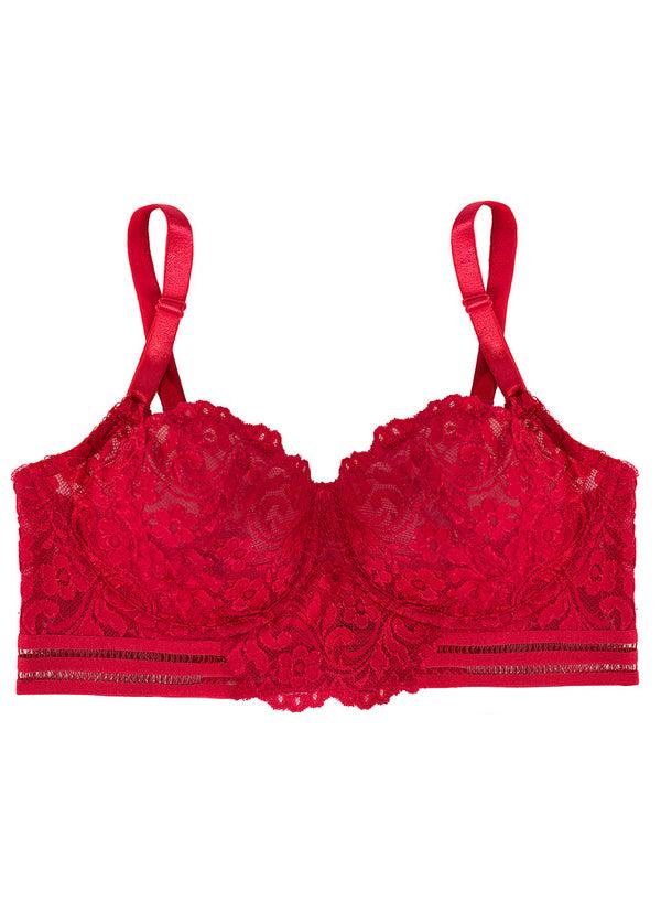 Smart & Sexy Signature Lace Unlined Underwire Longline Corset Bra | No No Red