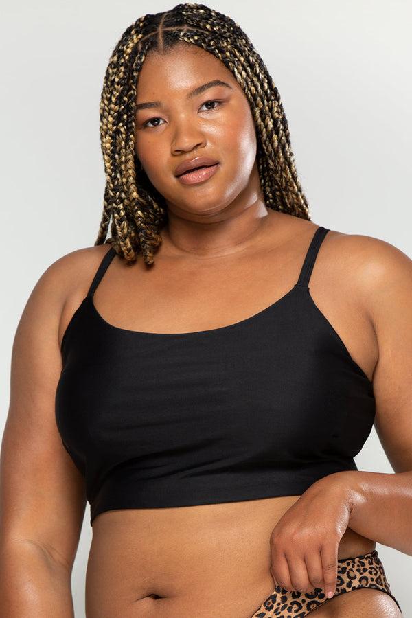 smart & sexy Long Lined Bikini Top | Black Hue