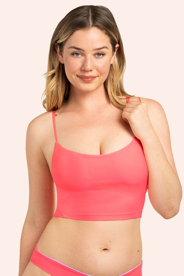smart & sexy Long Lined Bikini Top | Punchy Peach