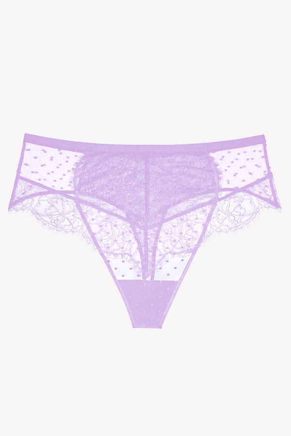 Smart & Sexy Mesh & Lace High Waisted Thong | Lilac Iris