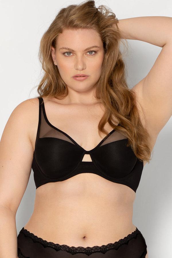 Smart & Sexy Mesh Plunge Bra | Black Hue Mesh