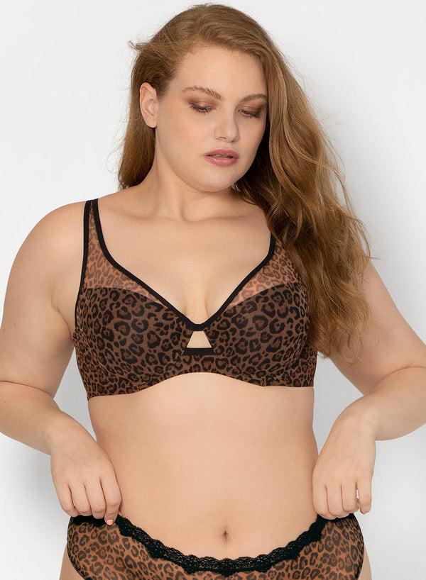 Smart & Sexy Mesh Plunge Bra | Classic Leopard