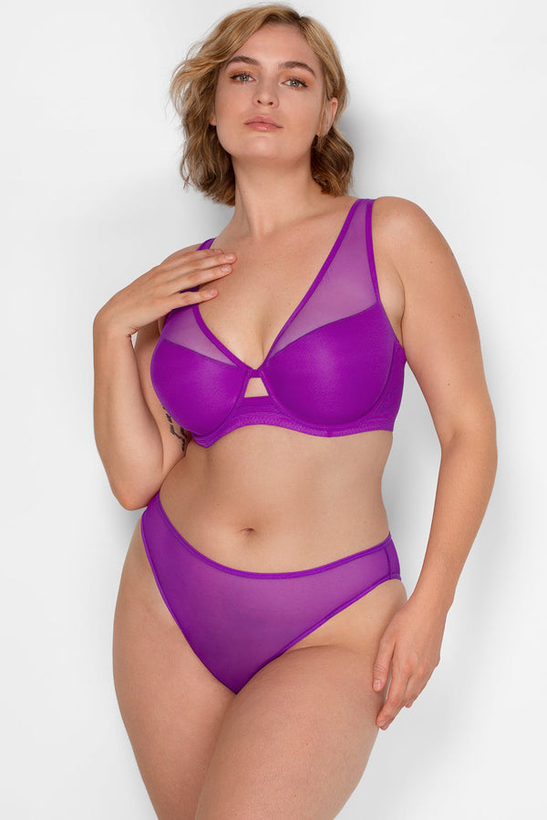 Smart & Sexy Mesh Plunge Bra | Fierce Violet Mesh