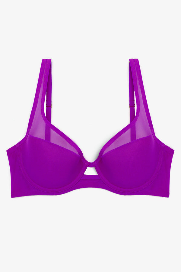 Smart & Sexy Mesh Plunge Bra | Fierce Violet Mesh