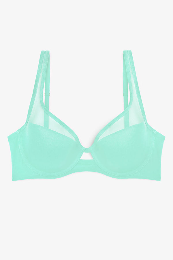 Smart & Sexy Mesh Plunge Bra | Mint Chip Mesh