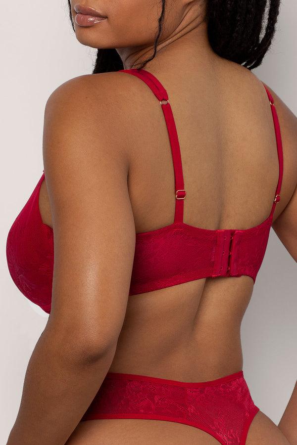 Smart & Sexy Mesh Plunge Bra | No No Red Smooth Lace