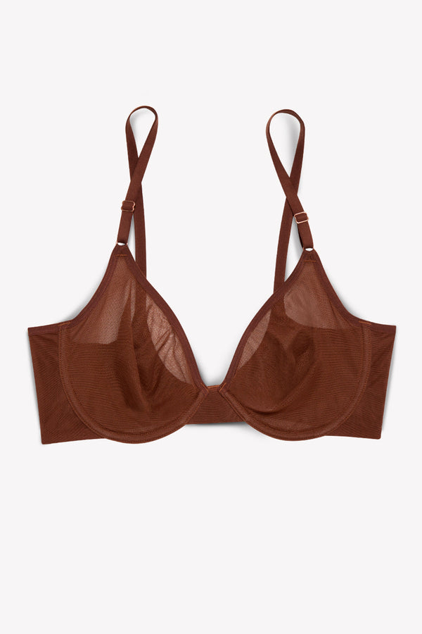 Smart & Sexy Sheer Mesh Demi Underwire Bra | Chocolate