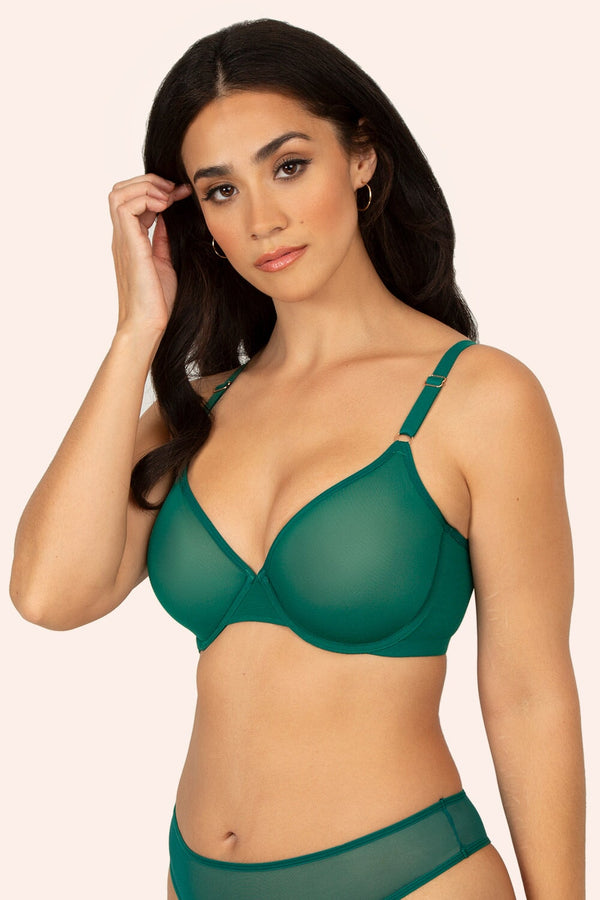 smart & sexy Sheer Mesh Demi Underwire Bra | Emerald