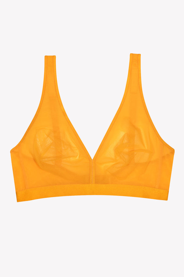 Smart & Sexy Sheer Mesh Plunge Bralette | Saffron