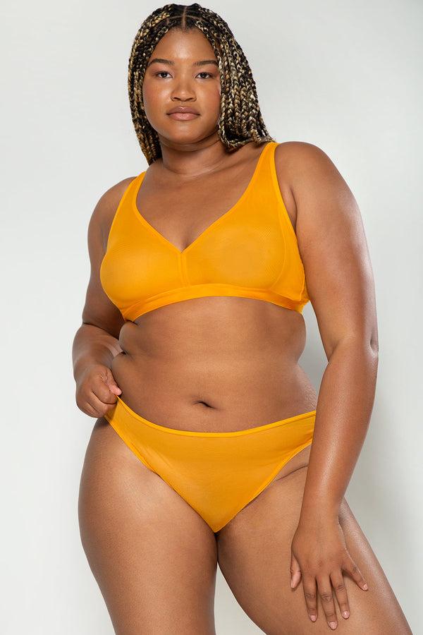 Smart & Sexy Sheer Mesh Plunge Bralette | Saffron