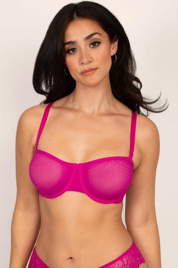 Smart & Sexy Sheer Mesh Unlined Balconette Bra | Berry