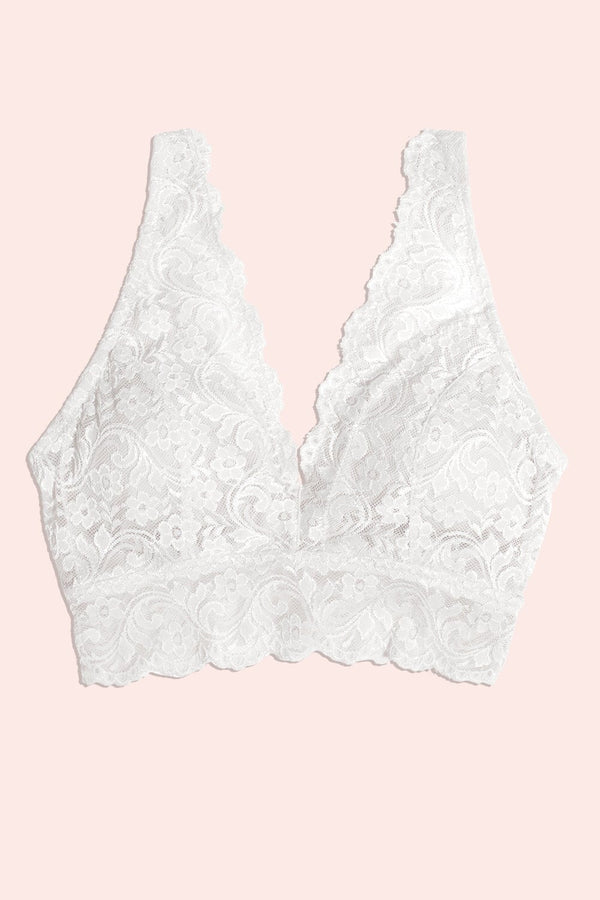 Smart & Sexy Signature Lace Deep V Bralette | White