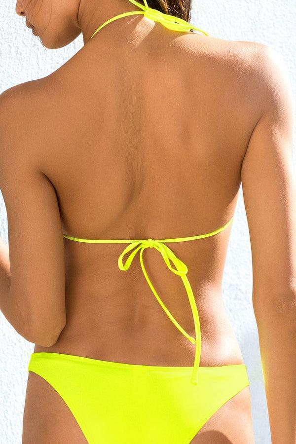 Smart & Sexy Triangle String Bikini Top | Neon Yellow