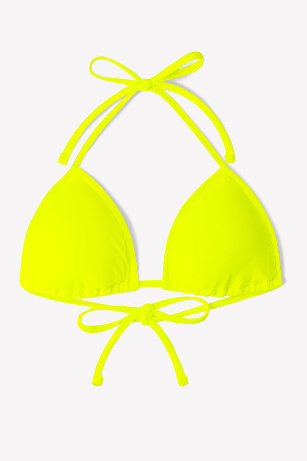 Smart & Sexy Triangle String Bikini Top | Neon Yellow