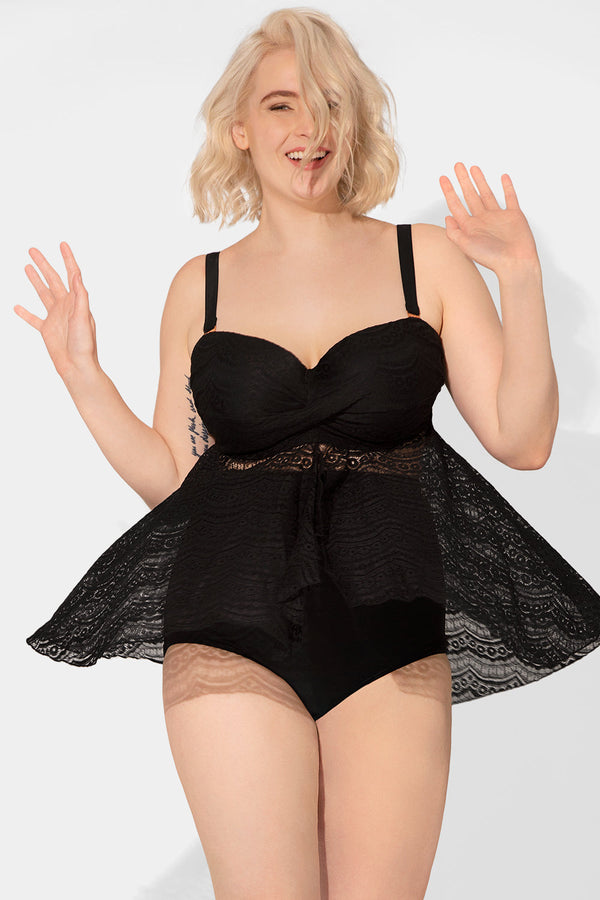 smart & sexy Twist Bandeau Tankini Top | Black Hue