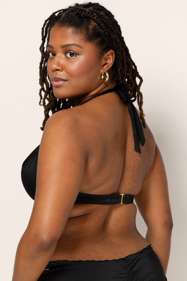 Smart & Sexy Swim Secret Push-Up Halter Bikini Top | Black Hue