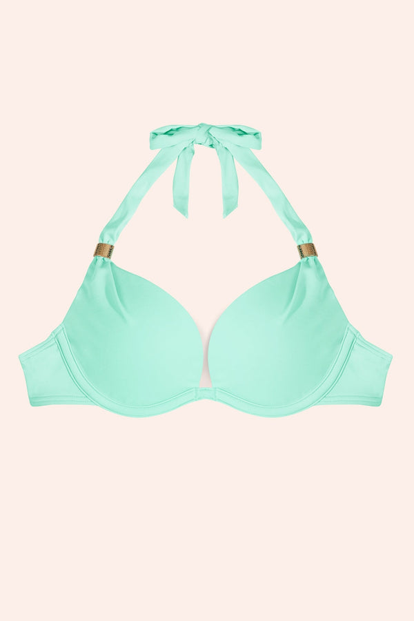 Smart & Sexy Swim Secret Push-Up Halter Bikini Top | Cool Mint Chip