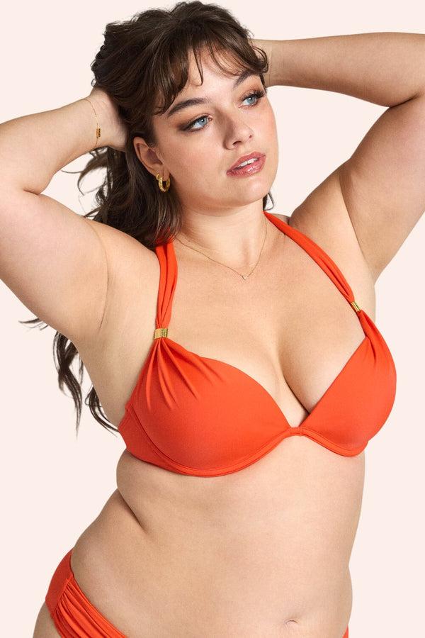 Smart & Sexy Swim Secret Push-Up Halter Bikini Top | Lava