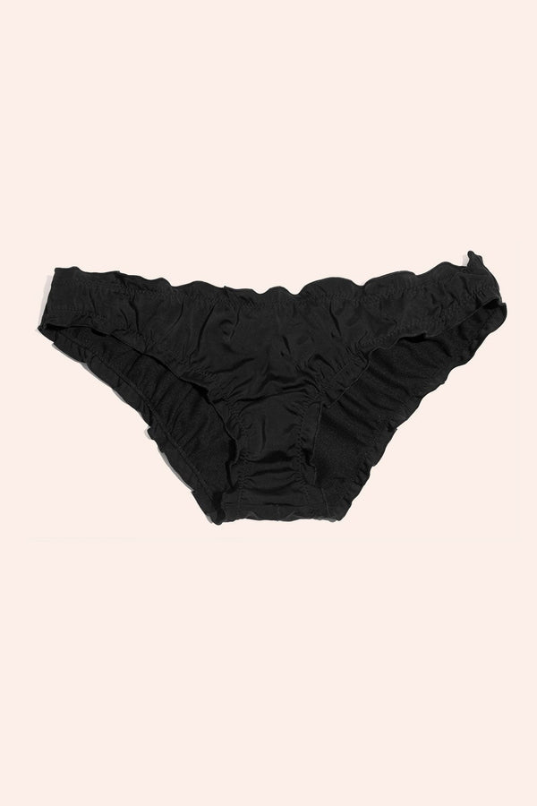 Smart & Sexy Swim Secret Ruffled And Ruched Back Bikini Bottom | Black Hue