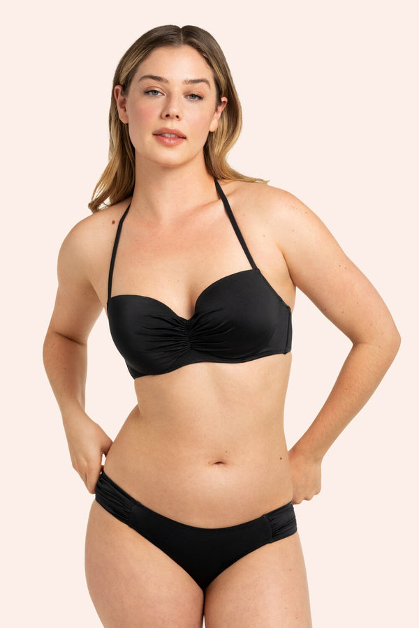 smart & sexy Swim Secret Side Ruched Bikini Bottom | Black Hue