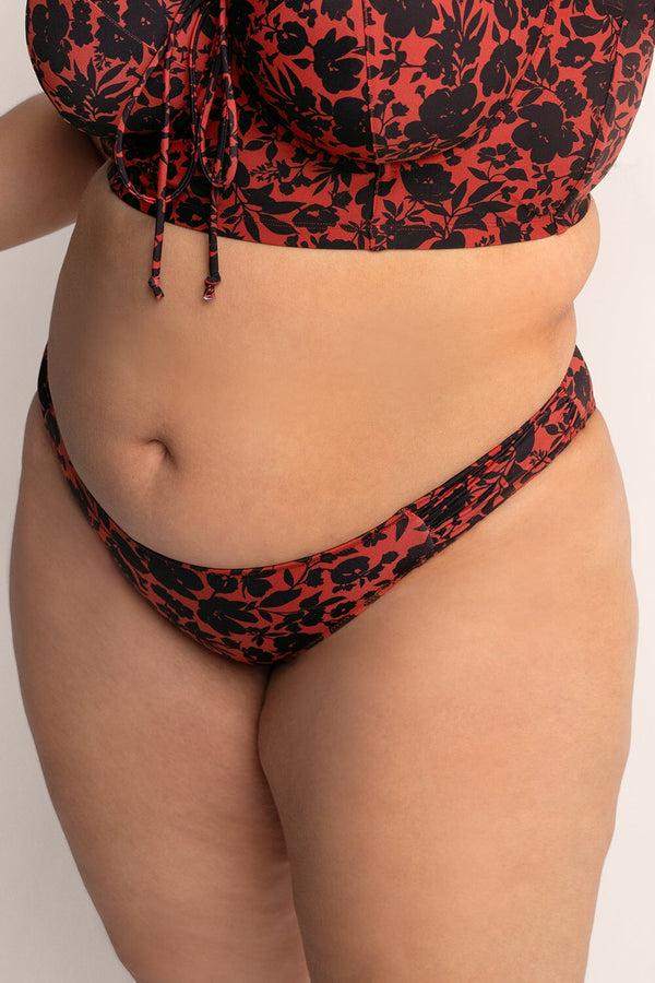 Smart & Sexy Swim Secret Side Ruched Bikini Bottom | Black Pansy