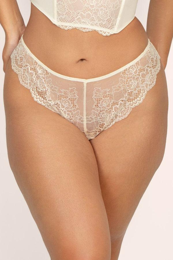 Smart & Sexy Temptation Lace Brazilian Panty | Cream/Black Hue