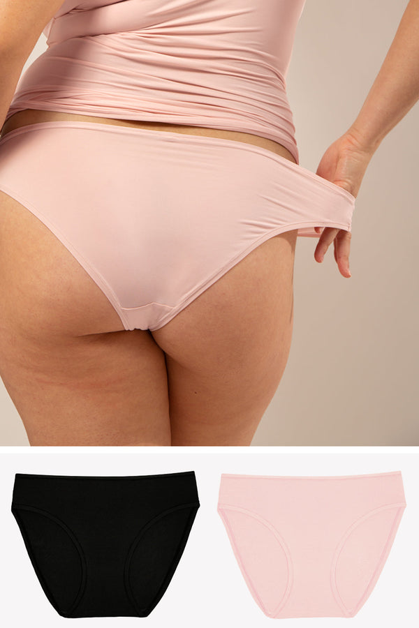smart & sexy The Naked Bikini Panty 2 Pack | Blushing Rose/Black Hue Stretch
