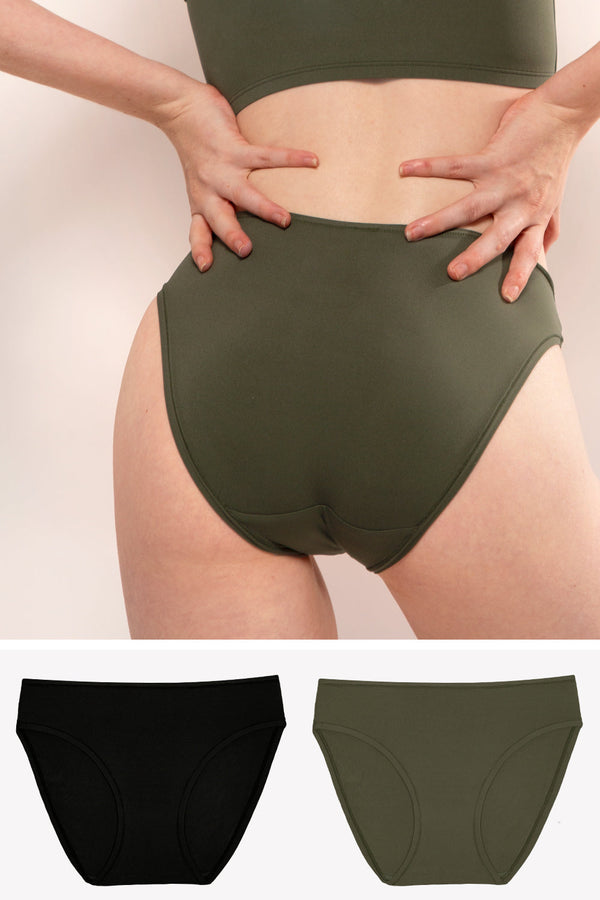 smart & sexy The Naked Bikini Panty 2 Pack | Olive Night/Black Hue Stretch