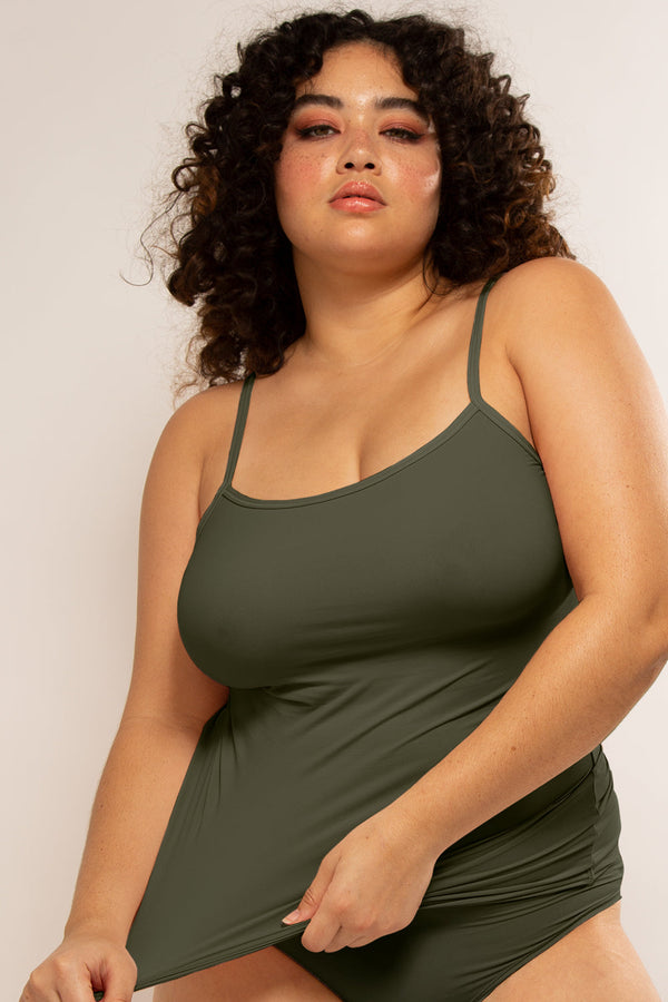 smart & sexy The Naked Cami Tank Top | Olive Night Stretch