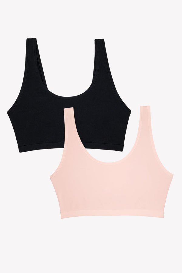 Smart & Sexy The Naked Scoop Neck Bralette 2 Pack | Blushing Rose/Black Hue Stretch
