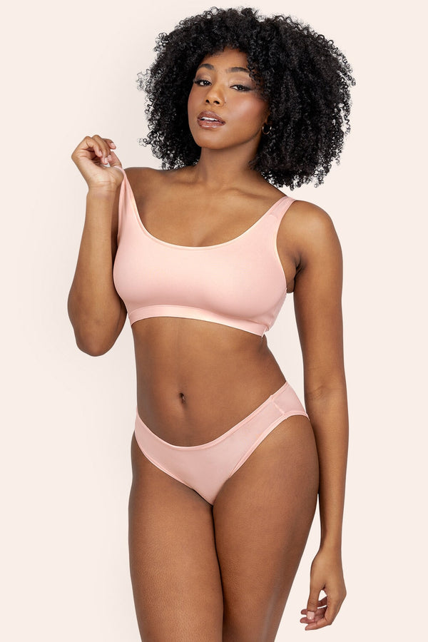 smart & sexy The Naked Scoop Neck Bralette 2 Pack | Blushing Rose/Black Hue Stretch