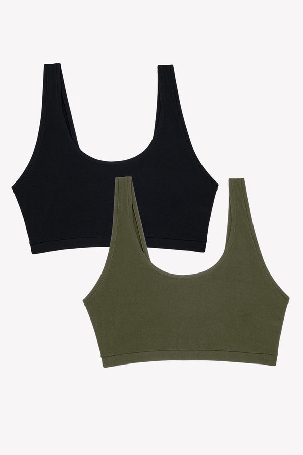Smart & Sexy The Naked Scoop Neck Bralette 2 Pack | Olive Night/Black Hue Stretch