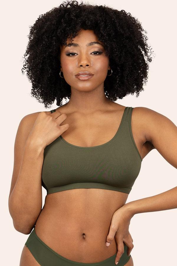 smart & sexy The Naked Scoop Neck Bralette 2 Pack | Olive Night/Black Hue Stretch