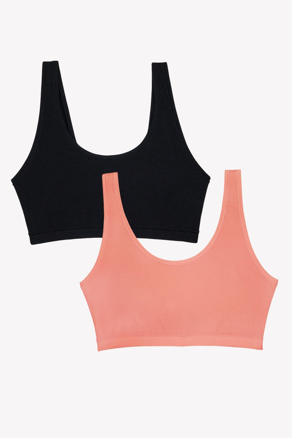 Smart & Sexy The Naked Scoop Neck Bralette 2 Pack | Tuscany Clay/Black Hue Stretch