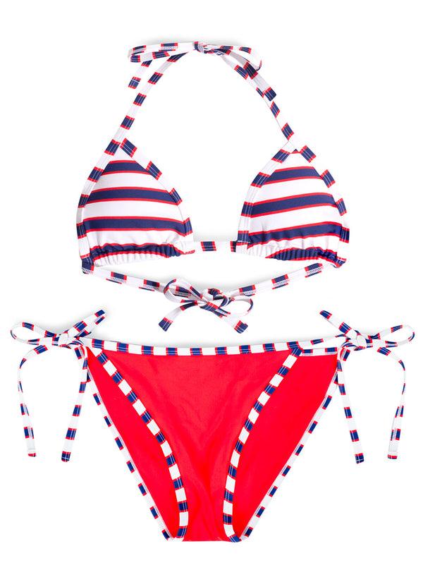 Smart & Sexy Triangle String Bikini Set | Americana Stripes