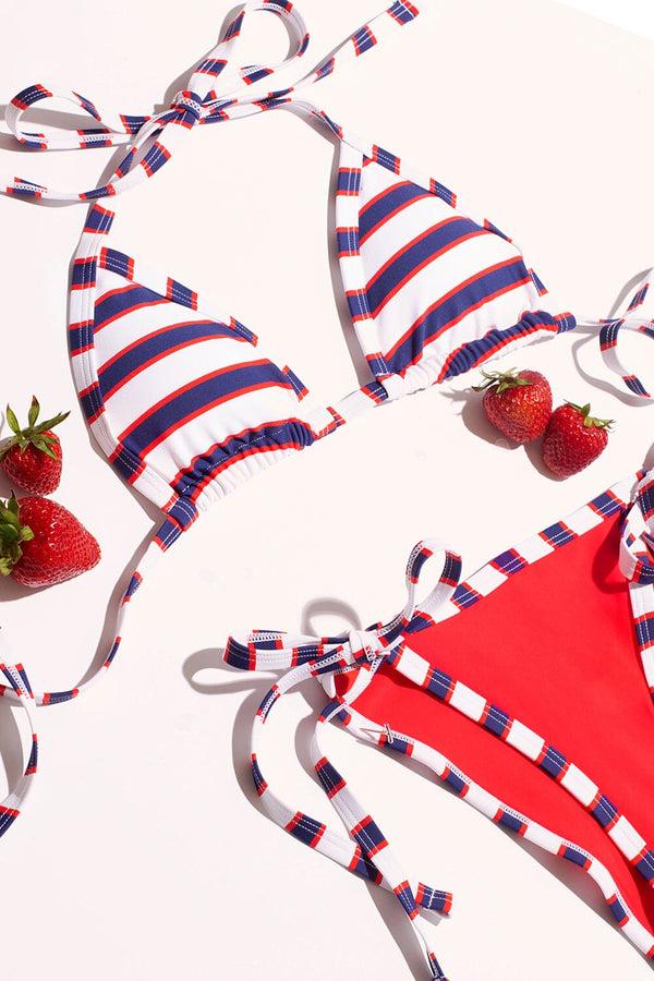 Smart & Sexy Triangle String Bikini Set | Americana Stripes