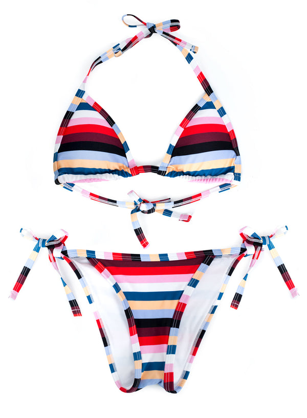 Smart & Sexy Triangle String Bikini Set | Rhumba Stripes